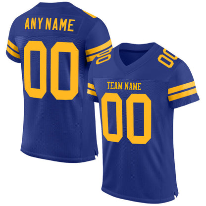 Custom Royal Gold Mesh Authentic Football Jersey - Sky-Custom