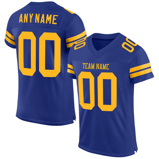 Custom Royal Gold Mesh Authentic Football Jersey - Sky-Custom