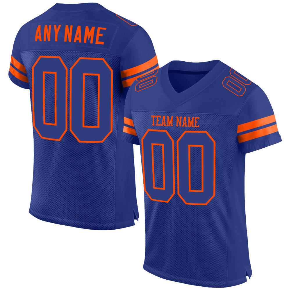 Custom Royal Royal-Orange Mesh Authentic Football Jersey - Sky-Custom