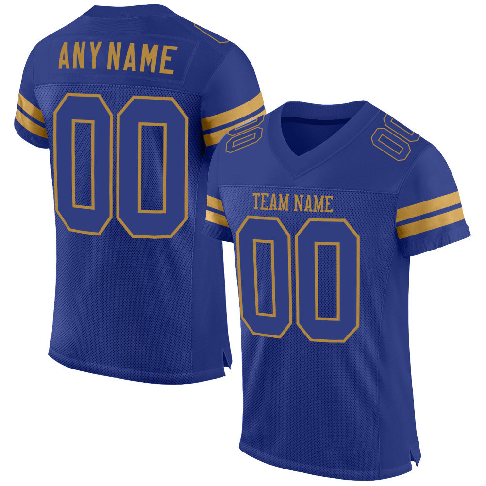 Custom Royal Royal-Old Gold Mesh Authentic Football Jersey - Sky-Custom
