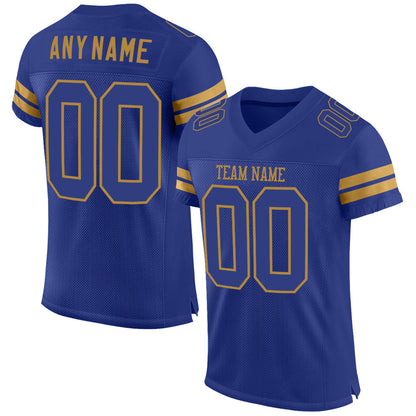 Custom Royal Royal-Old Gold Mesh Authentic Football Jersey - Sky-Custom