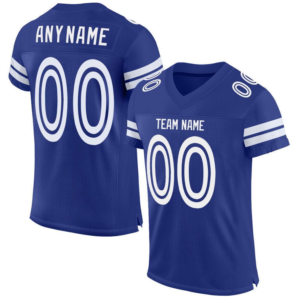 Custom Royal White Mesh Authentic Football Jersey - Sky-Custom