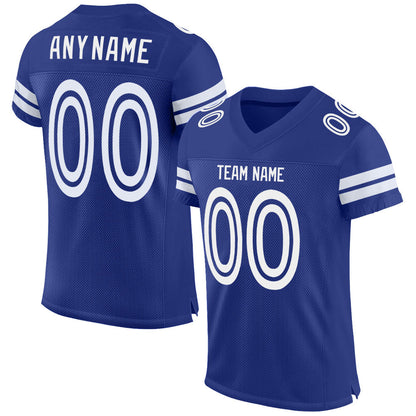 Custom Royal White Mesh Authentic Football Jersey - Sky-Custom