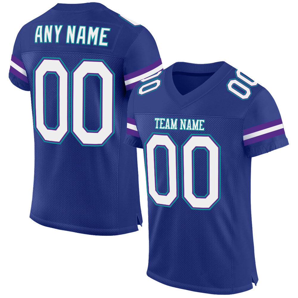 Custom Royal White-Purple Mesh Authentic Football Jersey - Sky-Custom