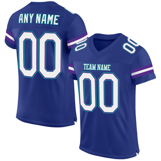 Custom Royal White-Purple Mesh Authentic Football Jersey - Sky-Custom