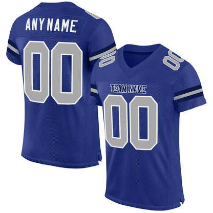 Custom Royal Gray-White Mesh Authentic Football Jersey - Sky-Custom