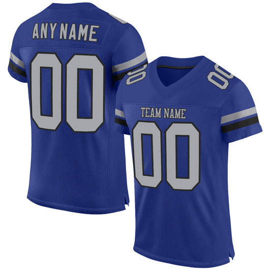 Custom Royal Gray-Black Mesh Authentic Football Jersey - Sky-Custom