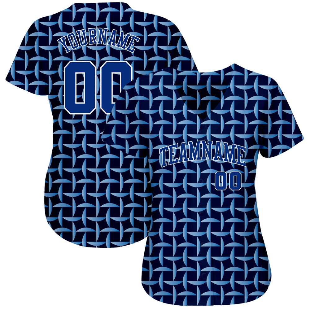Custom Royal Royal-White 3D Pattern Design Authentic Baseball Jersey - Sky-Custom