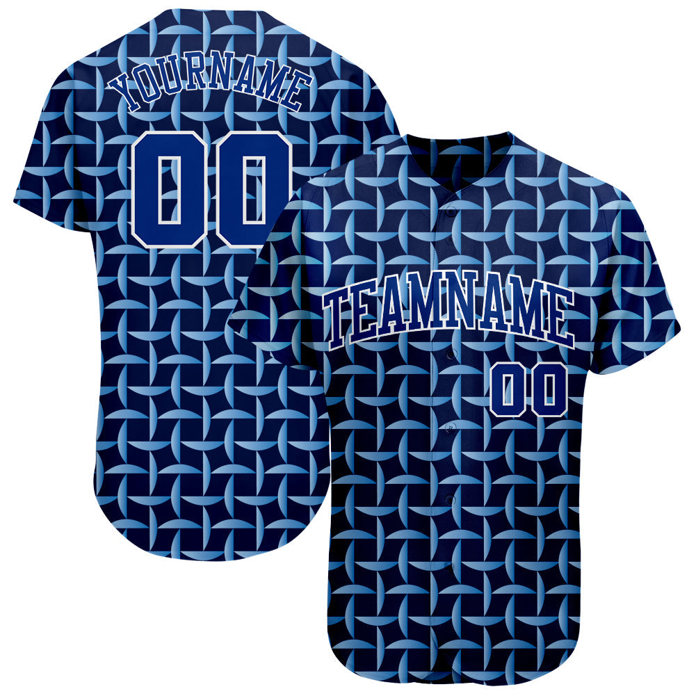 Custom Royal Royal-White 3D Pattern Design Authentic Baseball Jersey - Sky-Custom