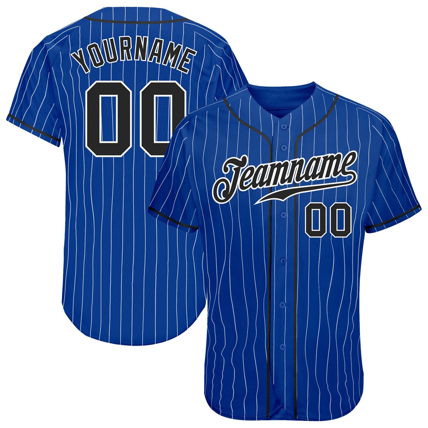 Custom Royal White Pinstripe Black-White Authentic Baseball Jersey - Sky-Custom