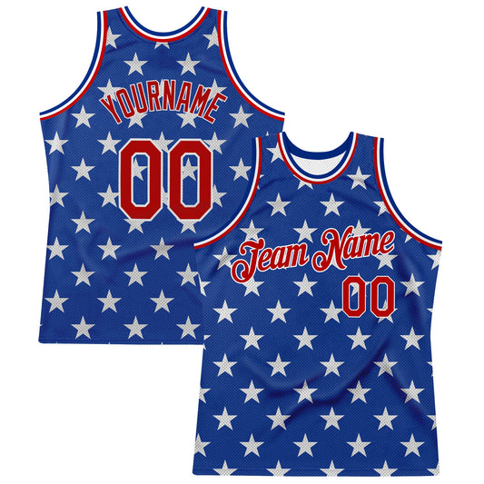 Custom Royal Red-White 3D Pattern Design American Flag Authentic Basketball Jersey - Sky-Custom
