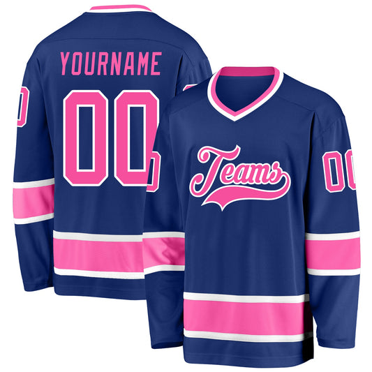 Custom Royal Pink-White Hockey Jersey - Sky-Custom