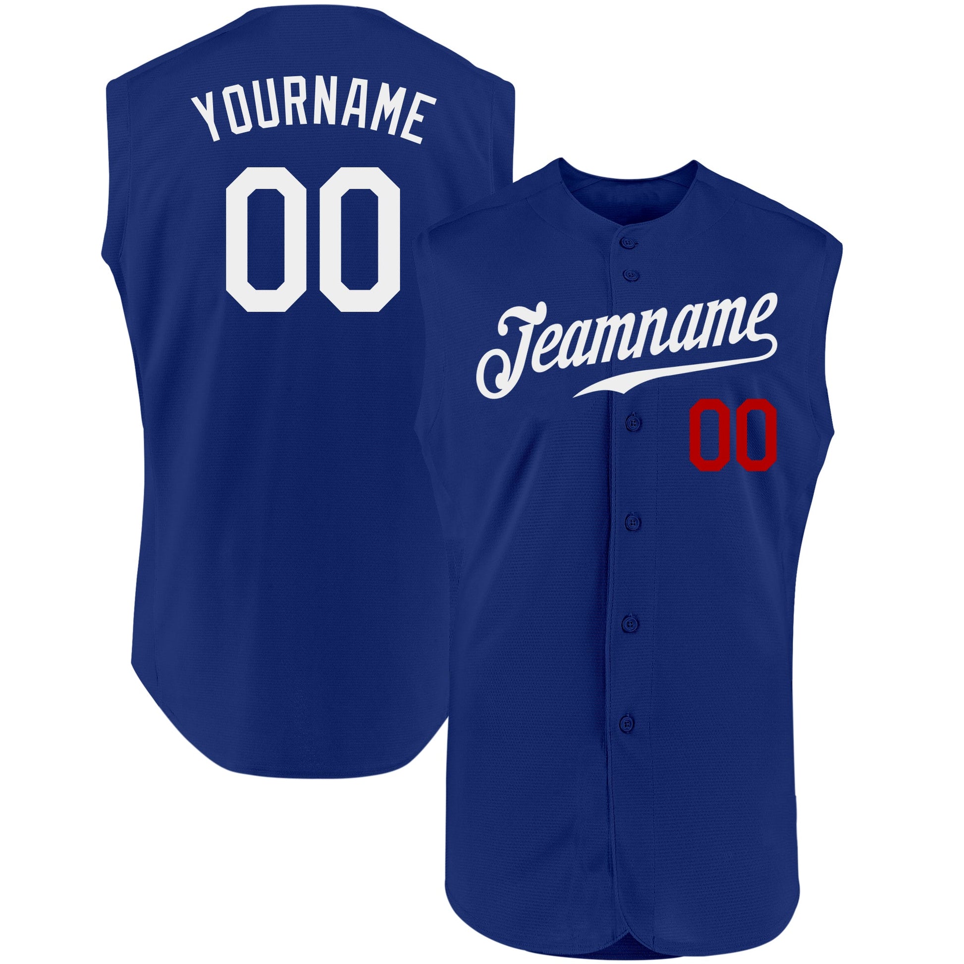 Custom Royal White-Red Authentic Sleeveless Baseball Jersey - Sky-Custom