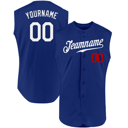 Custom Royal White-Red Authentic Sleeveless Baseball Jersey - Sky-Custom