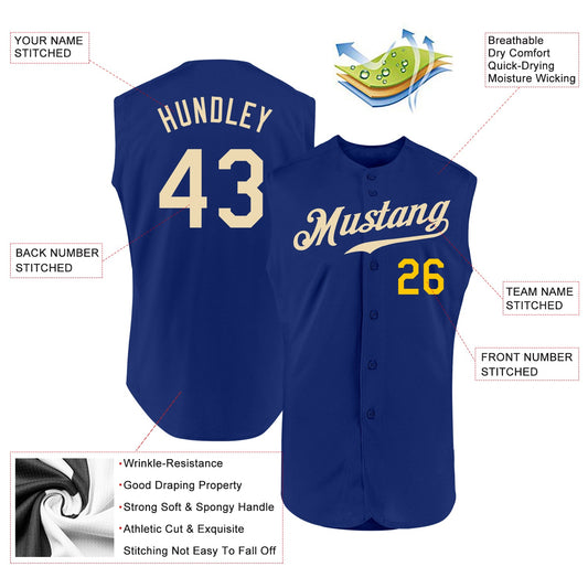Custom Royal Cream-Gold Authentic Sleeveless Baseball Jersey - Sky-Custom