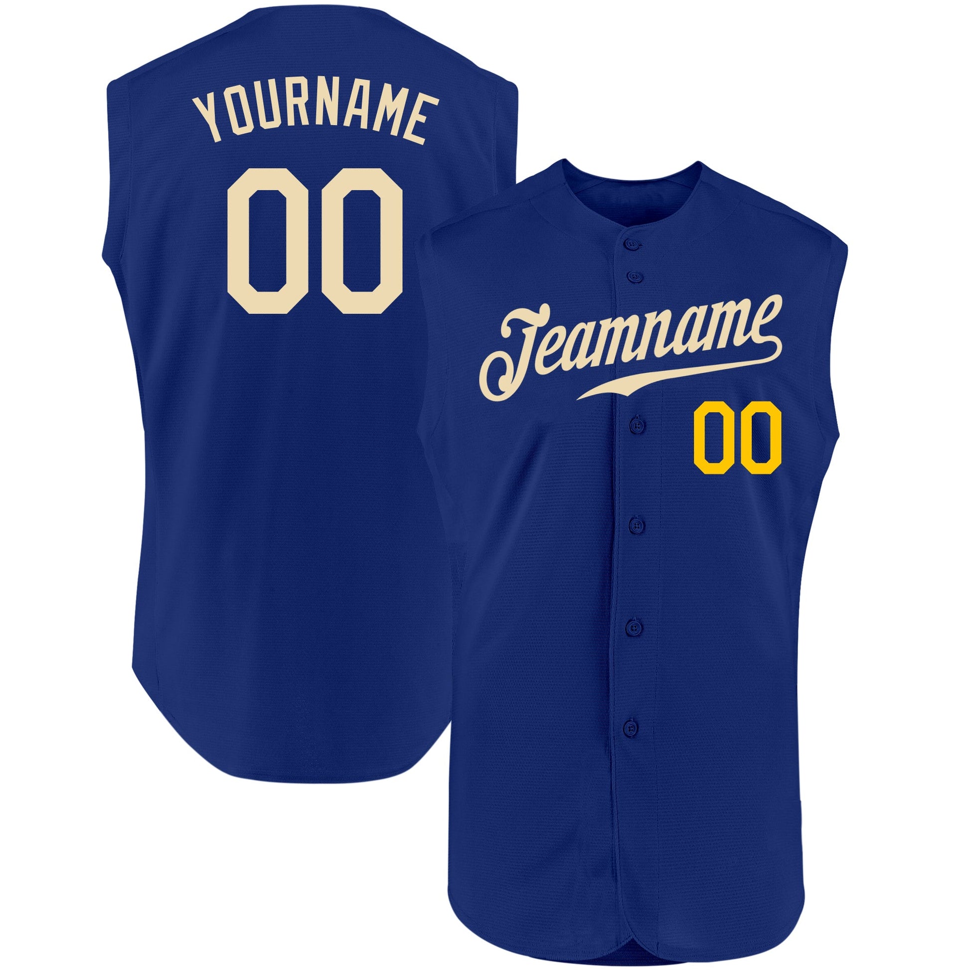 Custom Royal Cream-Gold Authentic Sleeveless Baseball Jersey - Sky-Custom
