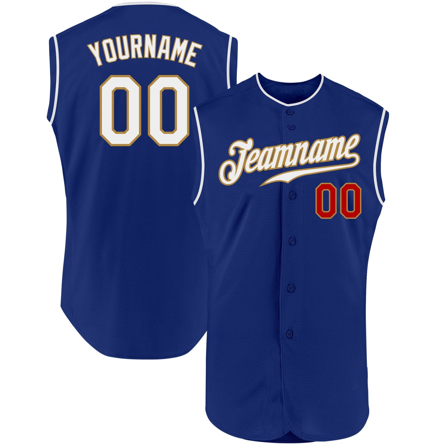 Custom Royal White-Red Authentic Sleeveless Baseball Jersey - Sky-Custom