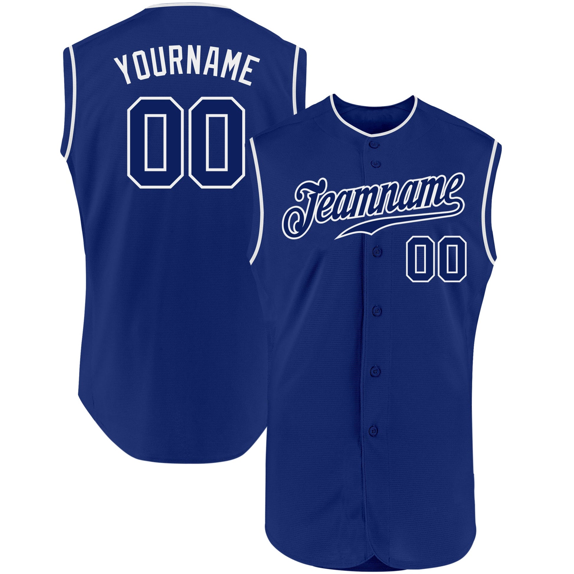 Custom Royal Royal-White Authentic Sleeveless Baseball Jersey - Sky-Custom