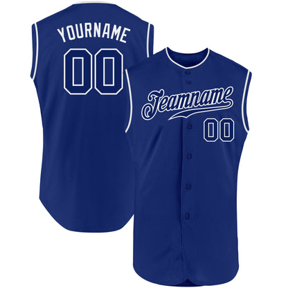 Custom Royal Royal-White Authentic Sleeveless Baseball Jersey - Sky-Custom