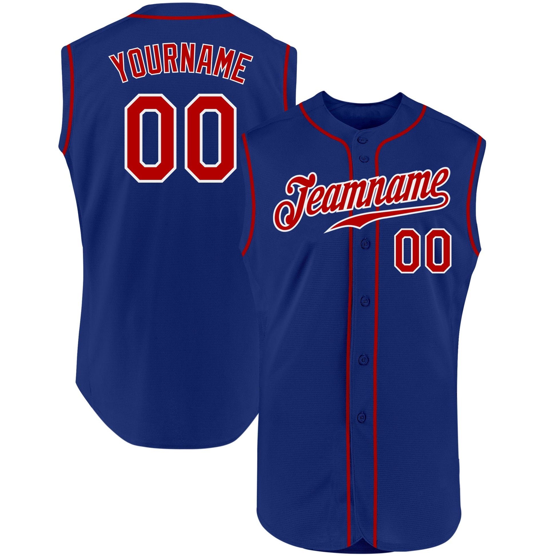 Custom Royal Red-White Authentic Sleeveless Baseball Jersey - Sky-Custom