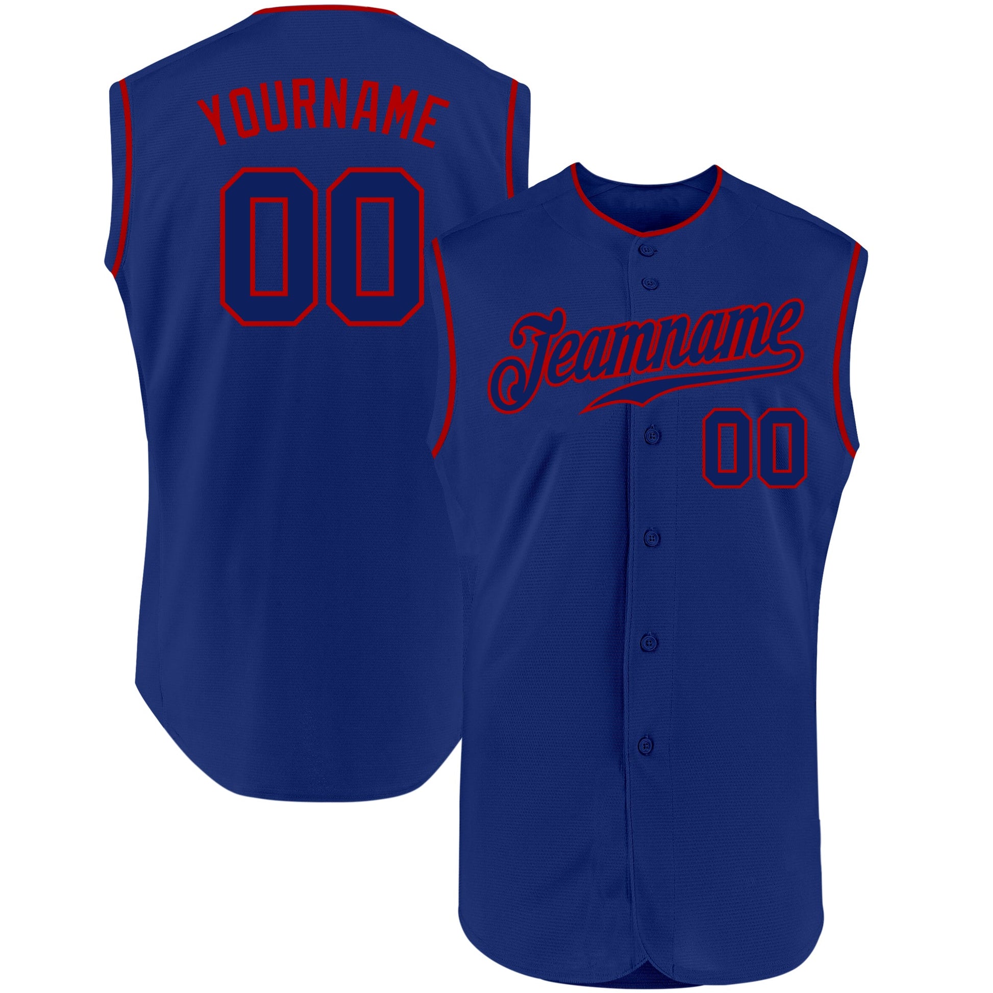 Custom Royal Royal-Red Authentic Sleeveless Baseball Jersey - Sky-Custom