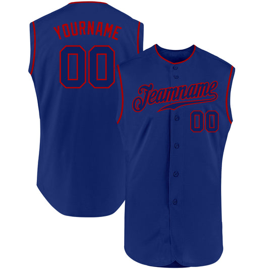 Custom Royal Royal-Red Authentic Sleeveless Baseball Jersey - Sky-Custom