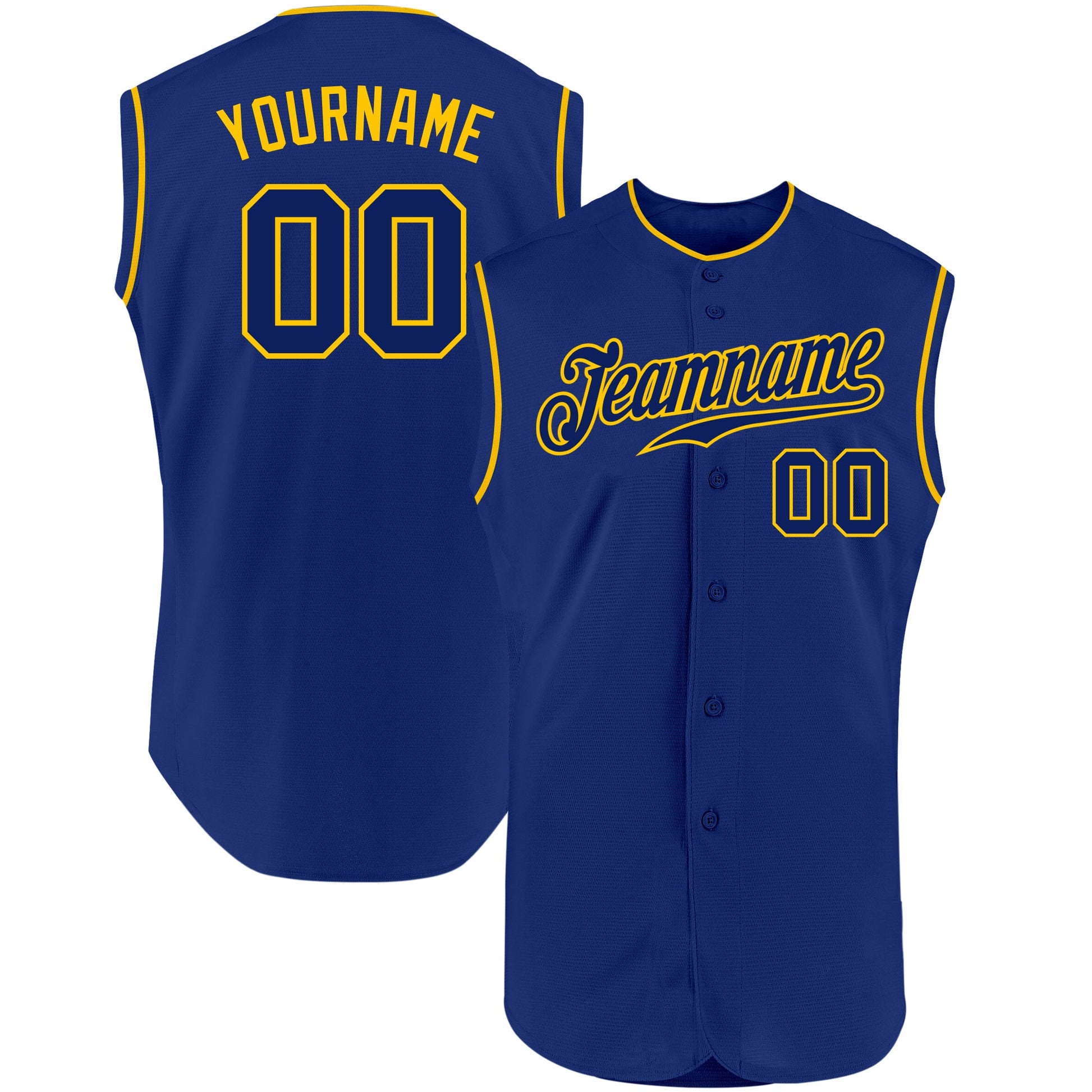 Custom Royal Royal-Gold Authentic Sleeveless Baseball Jersey - Sky-Custom