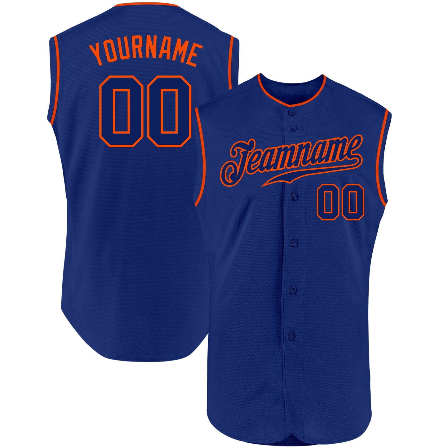 Custom Royal Royal-Orange Authentic Sleeveless Baseball Jersey - Sky-Custom