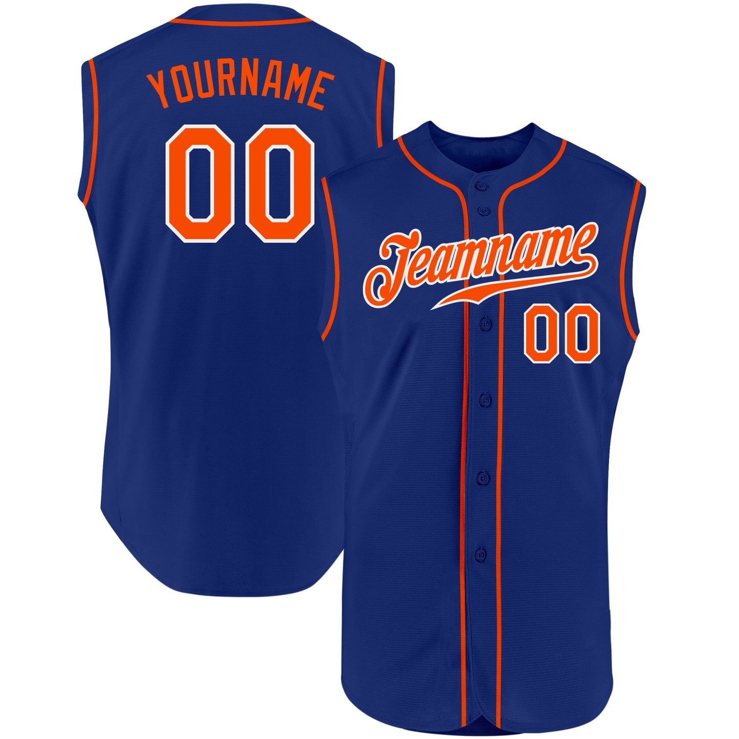 Custom Royal Orange-White Authentic Sleeveless Baseball Jersey - Sky-Custom