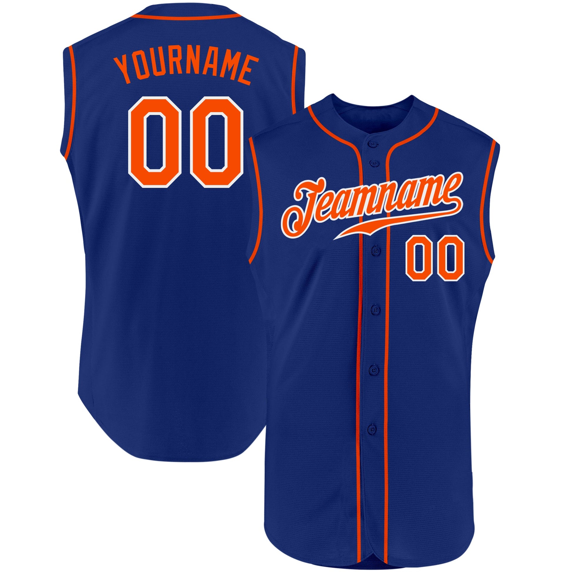 Custom Royal Orange-White Authentic Sleeveless Baseball Jersey - Sky-Custom