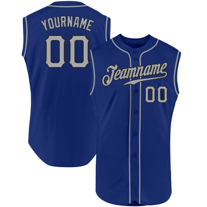 Custom Royal Gray-Black Authentic Sleeveless Baseball Jersey - Sky-Custom