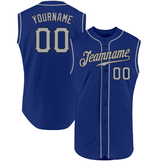 Custom Royal Gray-Black Authentic Sleeveless Baseball Jersey - Sky-Custom