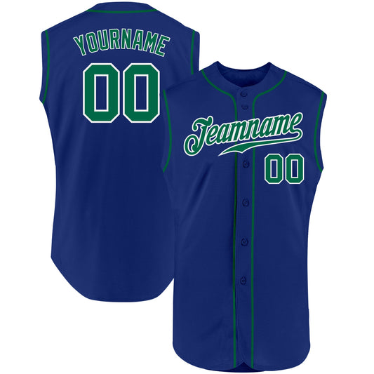 Custom Royal Kelly Green-White Authentic Sleeveless Baseball Jersey - Sky-Custom