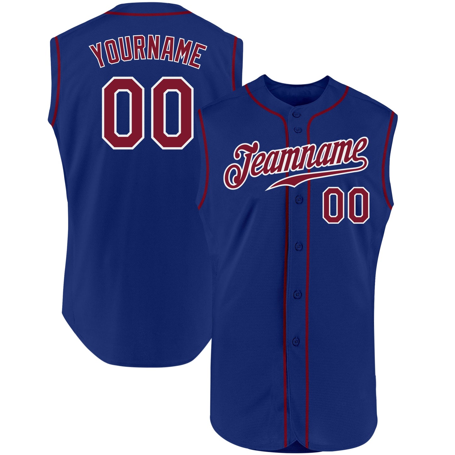 Custom Royal Crimson-White Authentic Sleeveless Baseball Jersey - Sky-Custom