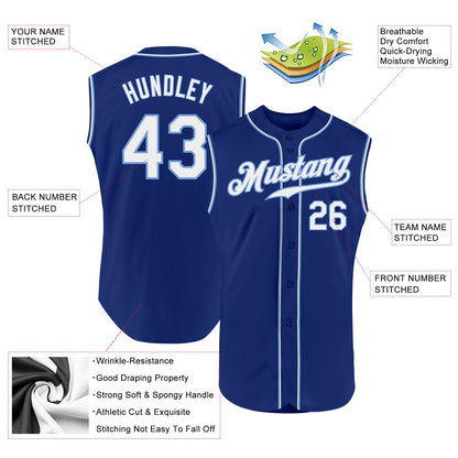 Custom Royal White-Light Blue Authentic Sleeveless Baseball Jersey - Sky-Custom
