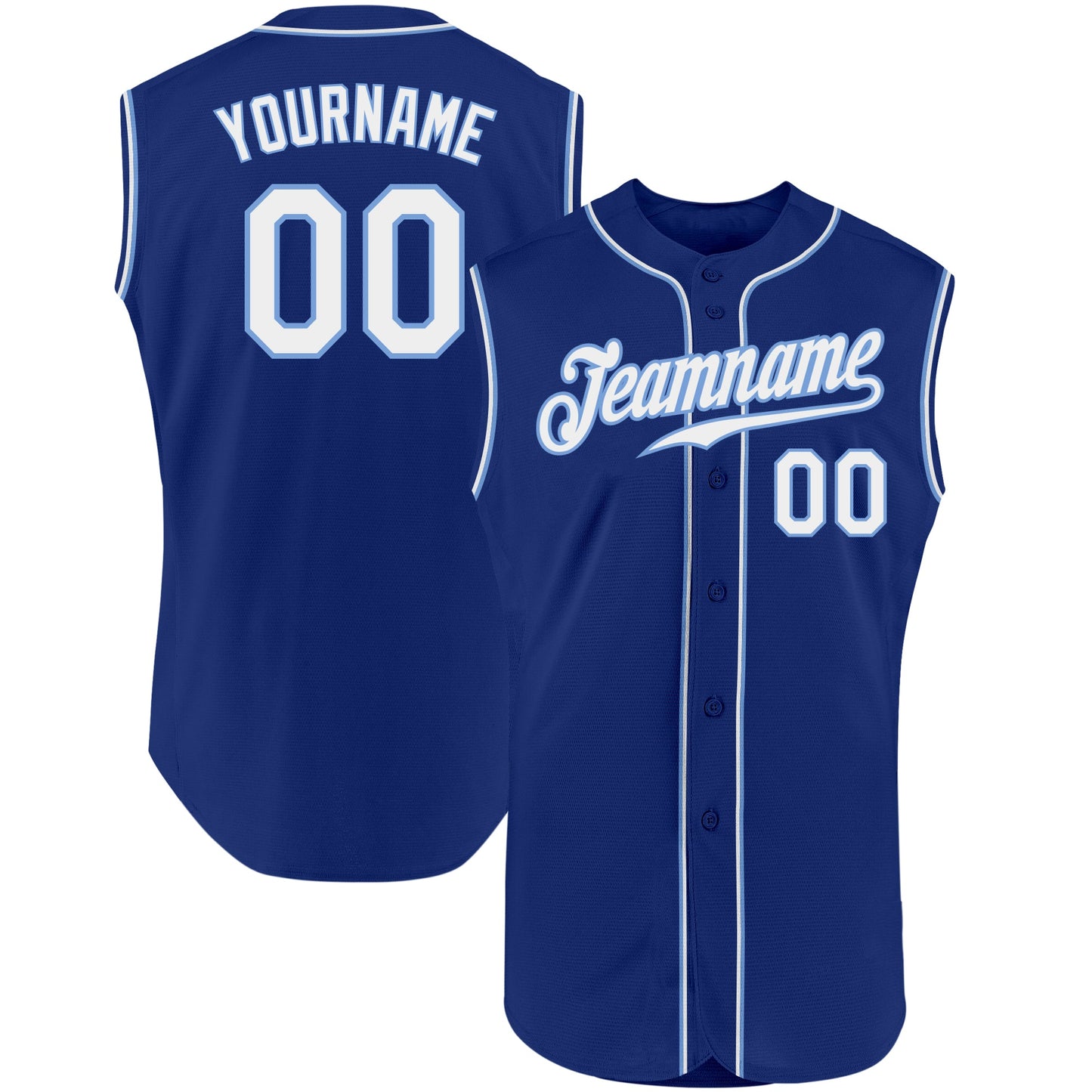 Custom Royal White-Light Blue Authentic Sleeveless Baseball Jersey - Sky-Custom