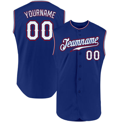 Custom Royal White-Red Authentic Sleeveless Baseball Jersey - Sky-Custom