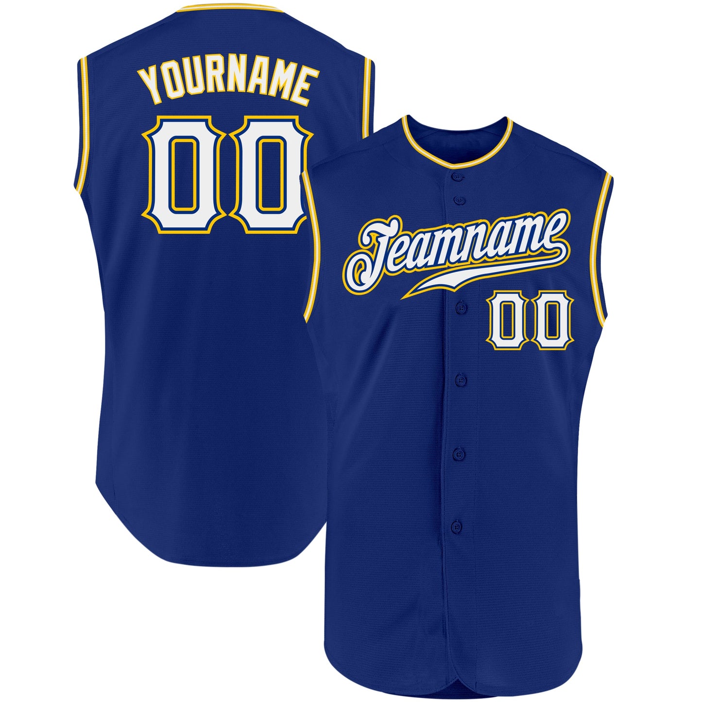 Custom Royal White-Gold Authentic Sleeveless Baseball Jersey - Sky-Custom