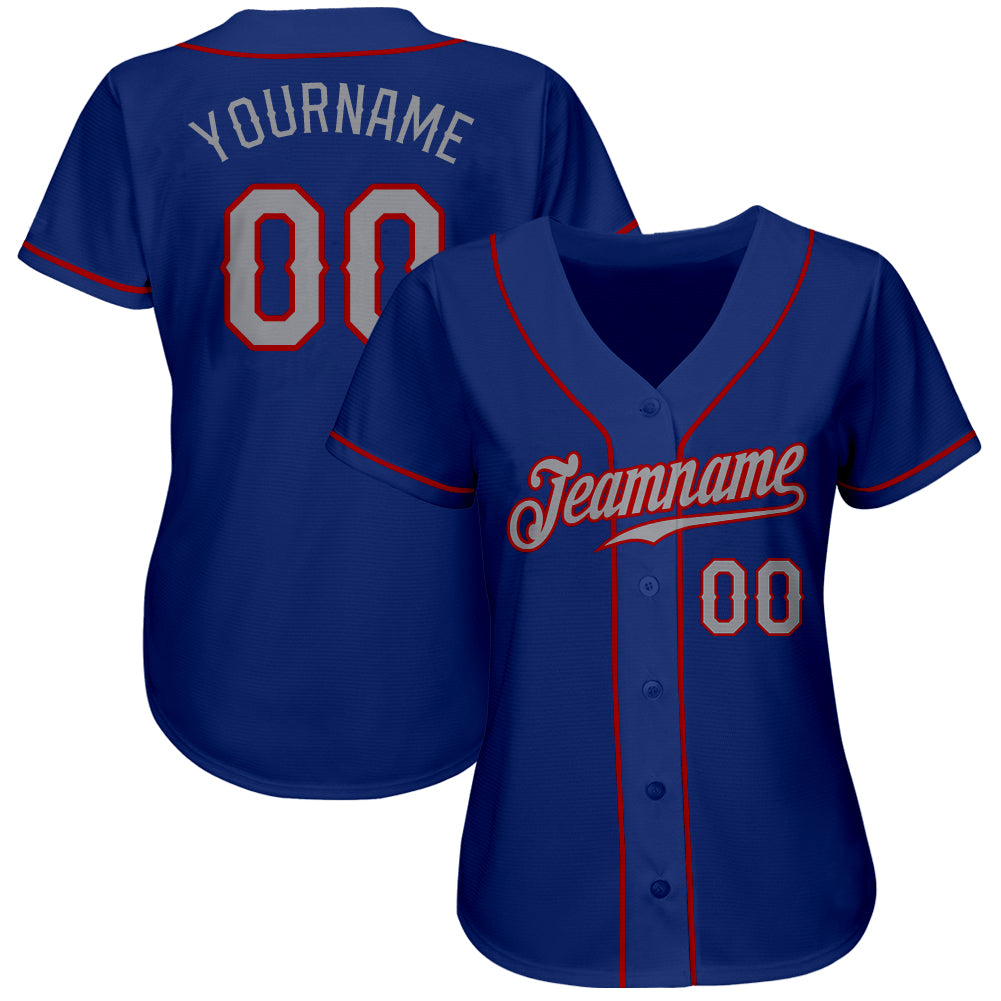 Custom Royal Gray-Red Authentic Baseball Jersey - Sky-Custom