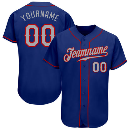 Custom Royal Gray-Red Authentic Baseball Jersey - Sky-Custom