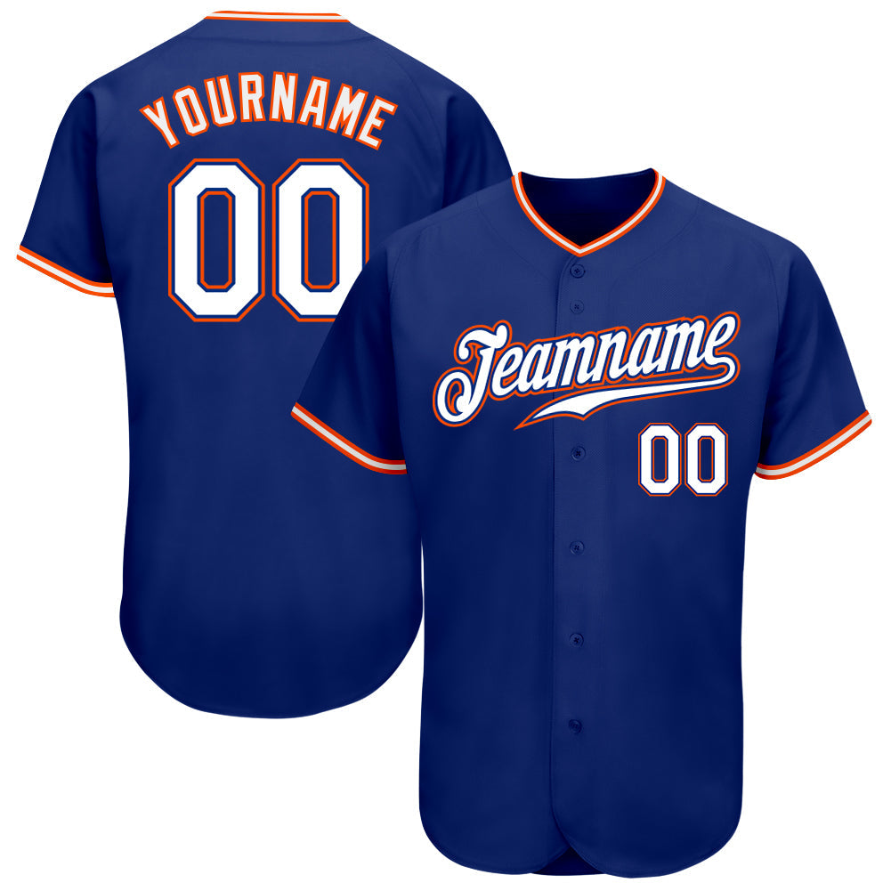 Custom Royal White-Orange Authentic Baseball Jersey - Sky-Custom