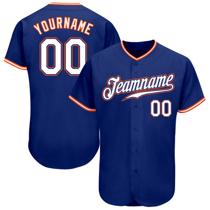 Custom Royal White-Orange Authentic Baseball Jersey - Sky-Custom