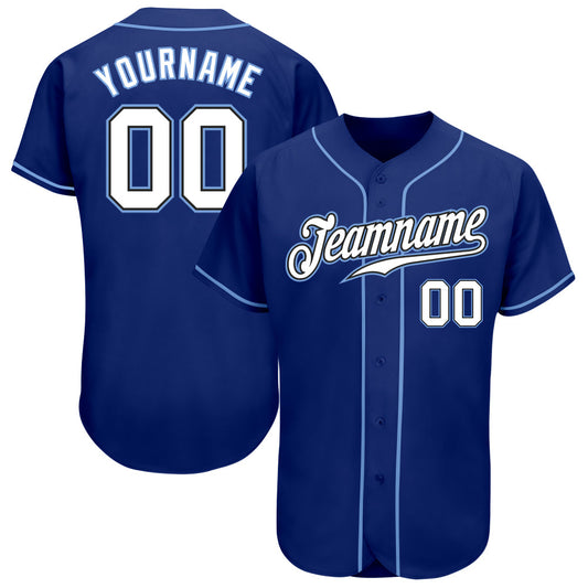 Custom Royal White-Light Blue Authentic Baseball Jersey - Sky-Custom