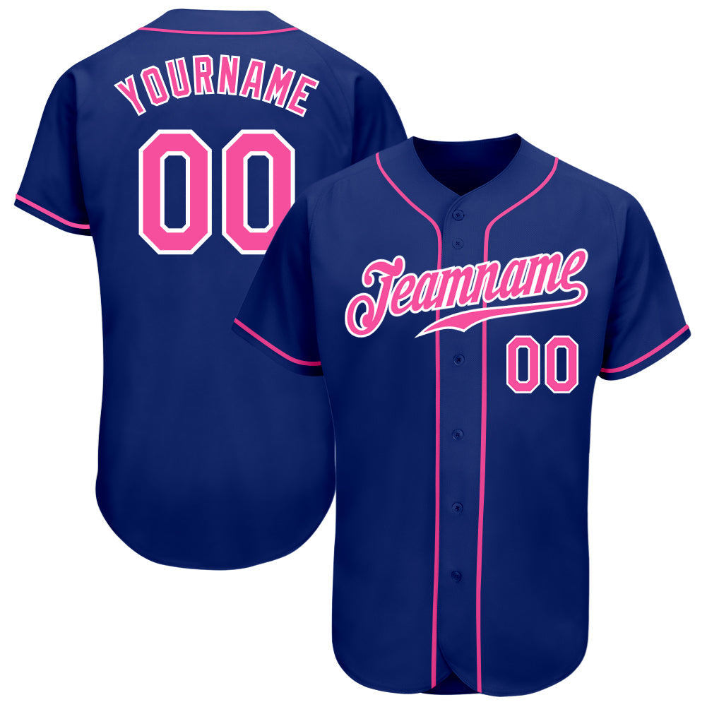 Custom Royal Pink-White Authentic Baseball Jersey - Sky-Custom