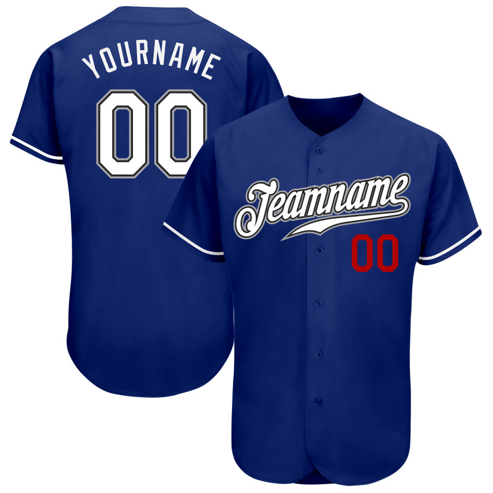 Custom Royal White-Red Authentic Baseball Jersey - Sky-Custom
