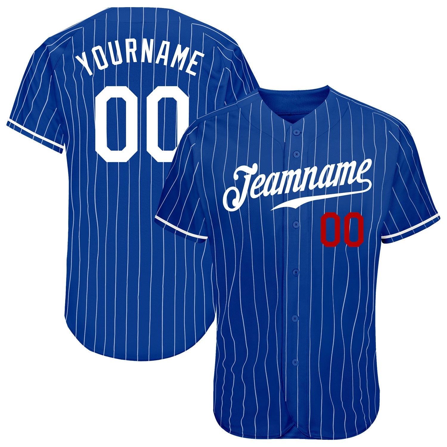 Custom Royal White Pinstripe White-Red Authentic Baseball Jersey - Sky-Custom