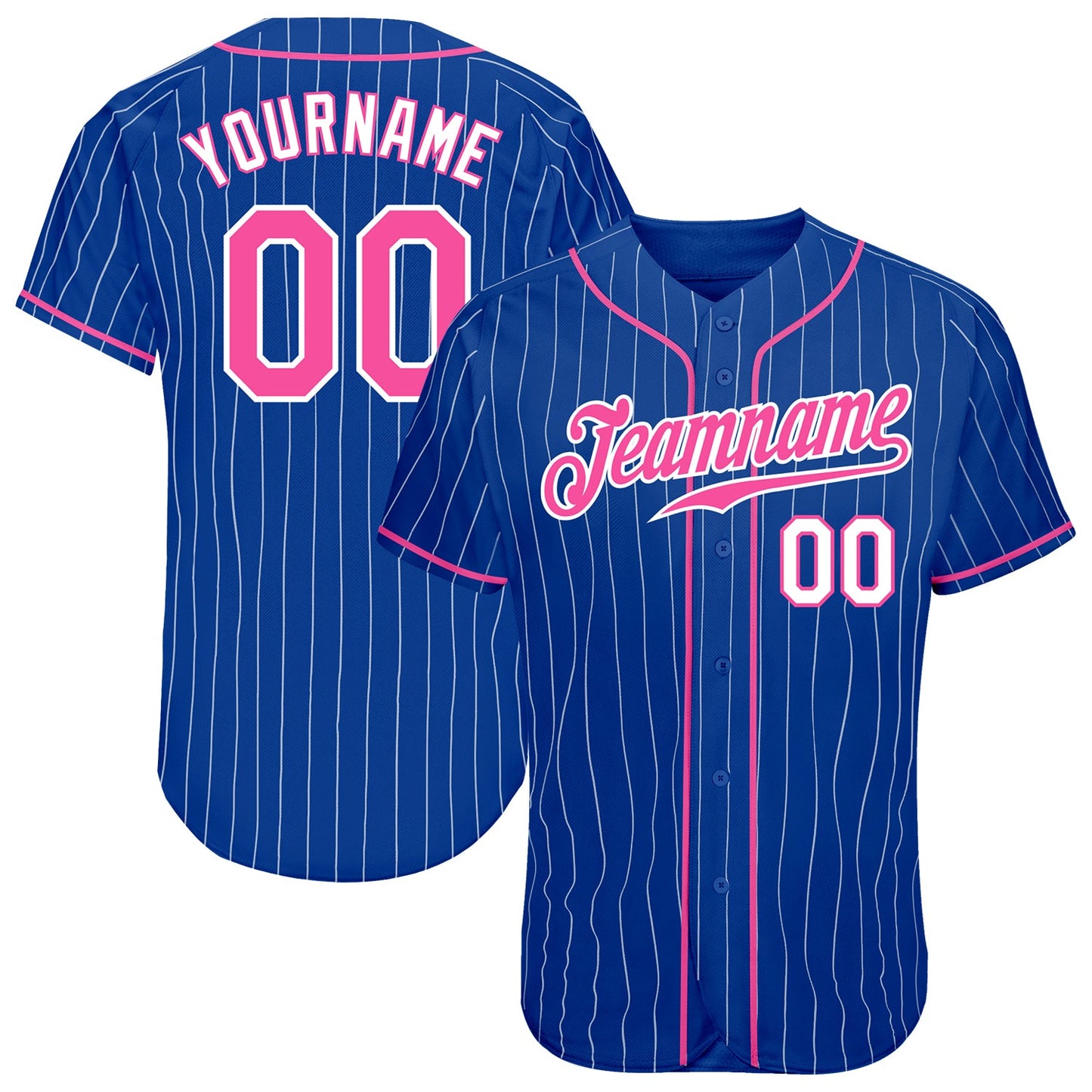 Custom Royal White Pinstripe Pink-White Authentic Baseball Jersey - Sky-Custom