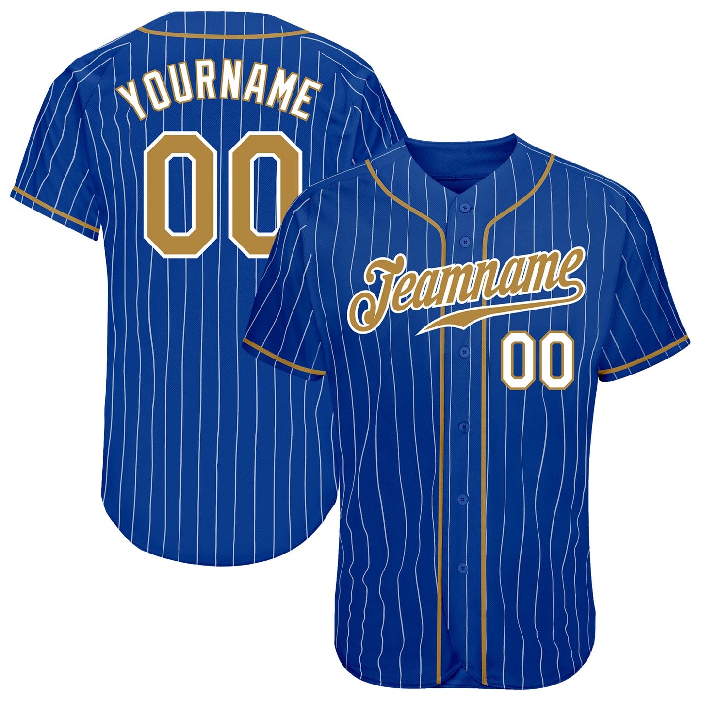 Custom Royal White Pinstripe Old Gold-White Authentic Baseball Jersey - Sky-Custom