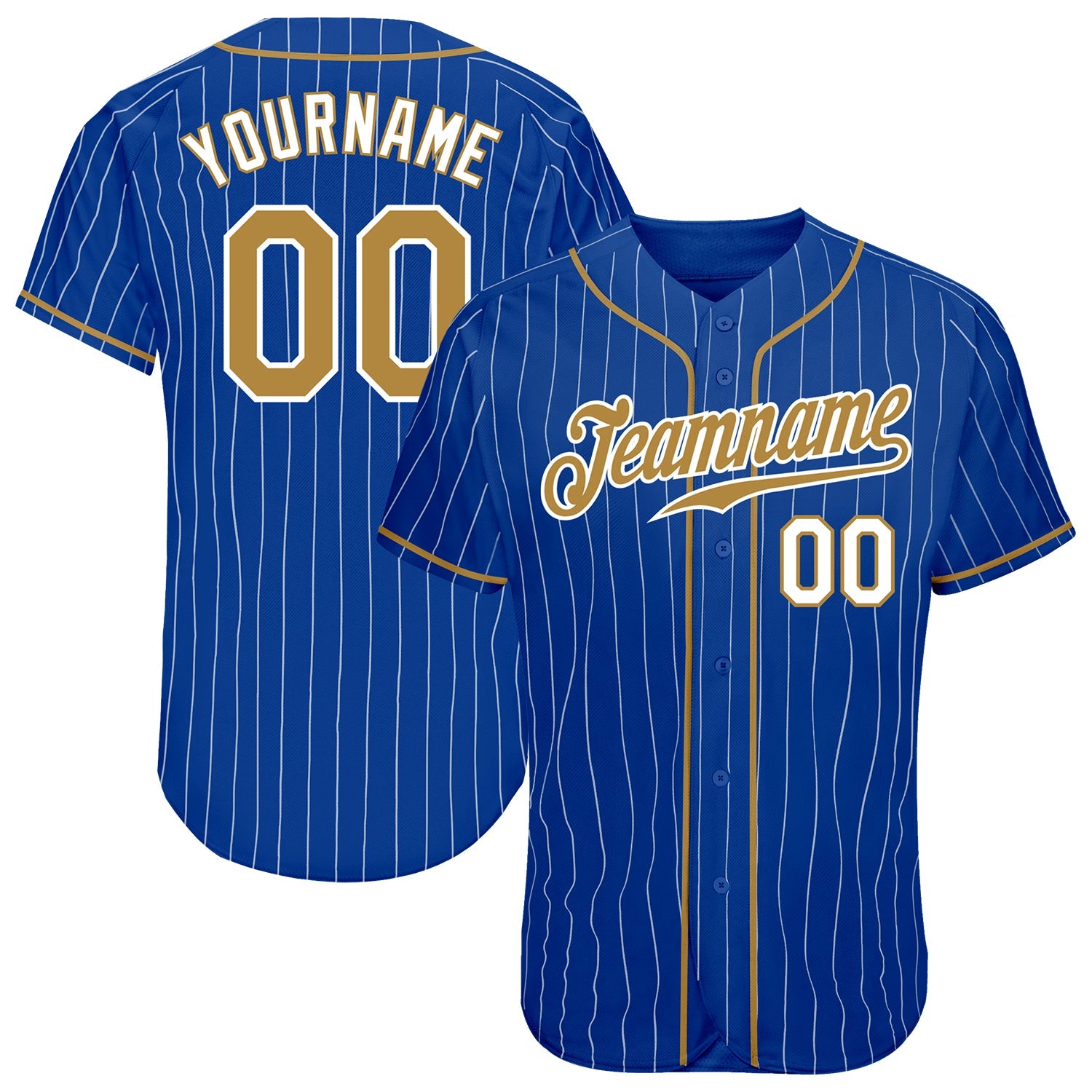 Custom Royal White Pinstripe Old Gold-White Authentic Baseball Jersey - Sky-Custom