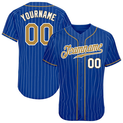 Custom Royal White Pinstripe Old Gold-White Authentic Baseball Jersey - Sky-Custom